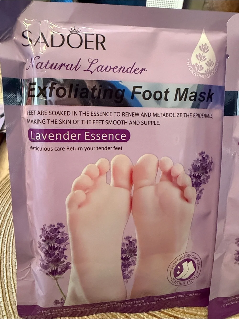SADOER Lavender Exfoliating Foot Mask SET OF 2 Soothing Purple